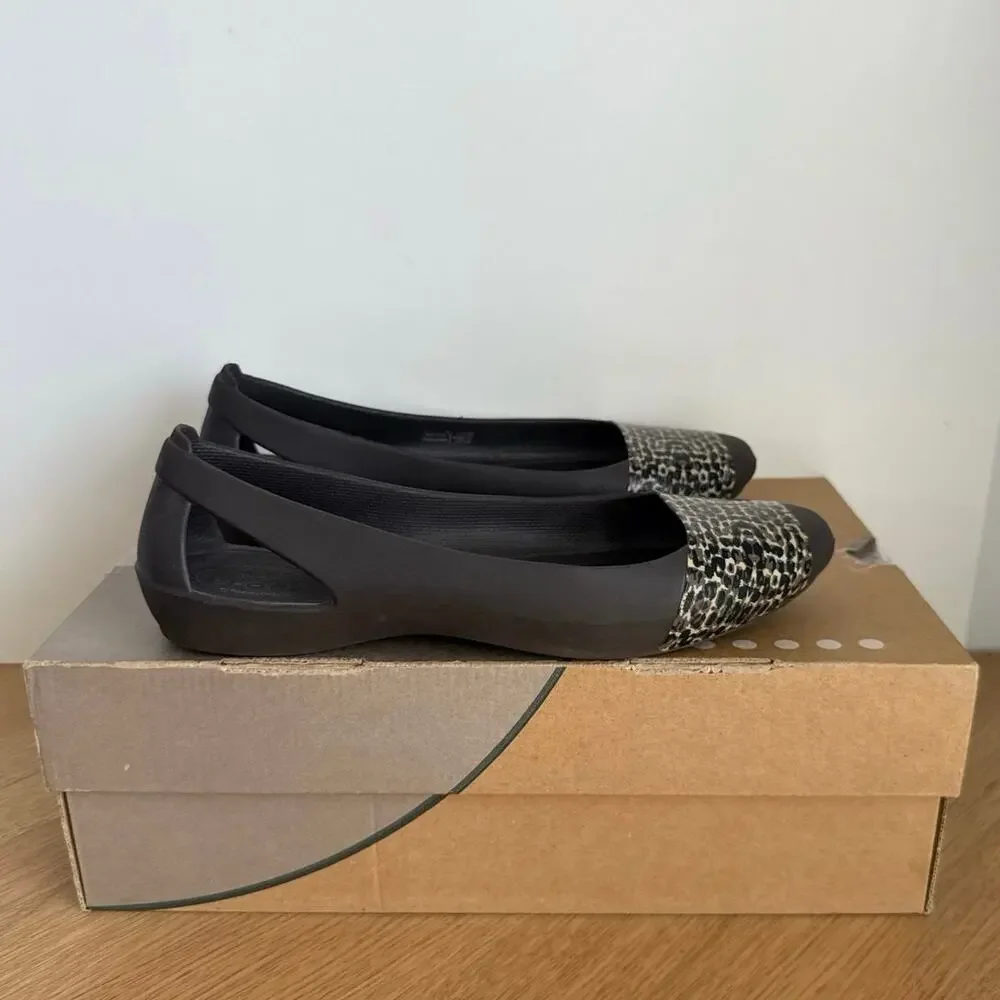 Crocs Sienna Brown Leopard Women Slip On Sandals- SZ 8